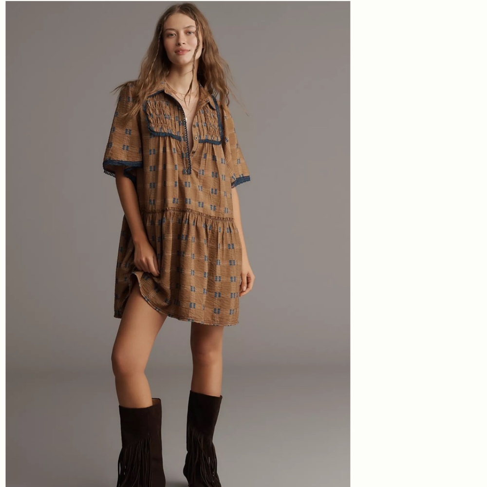 NWT ANTHROPOLOGIE  Pilcro Short-Sleeve Tunic Shirt Dress SIZE M
